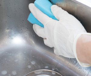 Cleaning a stainless-steel sink