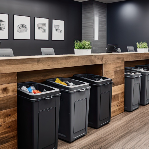 SMClean NW | Office Cleaning Chester, North Wales & Surrounding Areas | Row of bins in an office